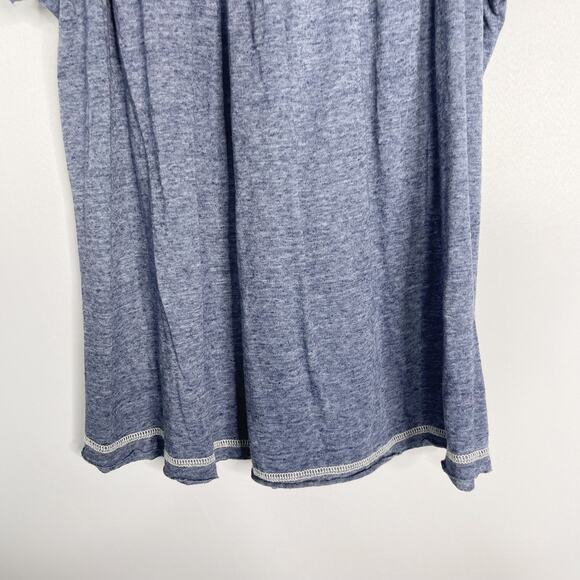 New Hem & Thread Small S Blue Cream Lace Yoke Burnout Short Sleeve Tee Cotton - Picture 5 of 10